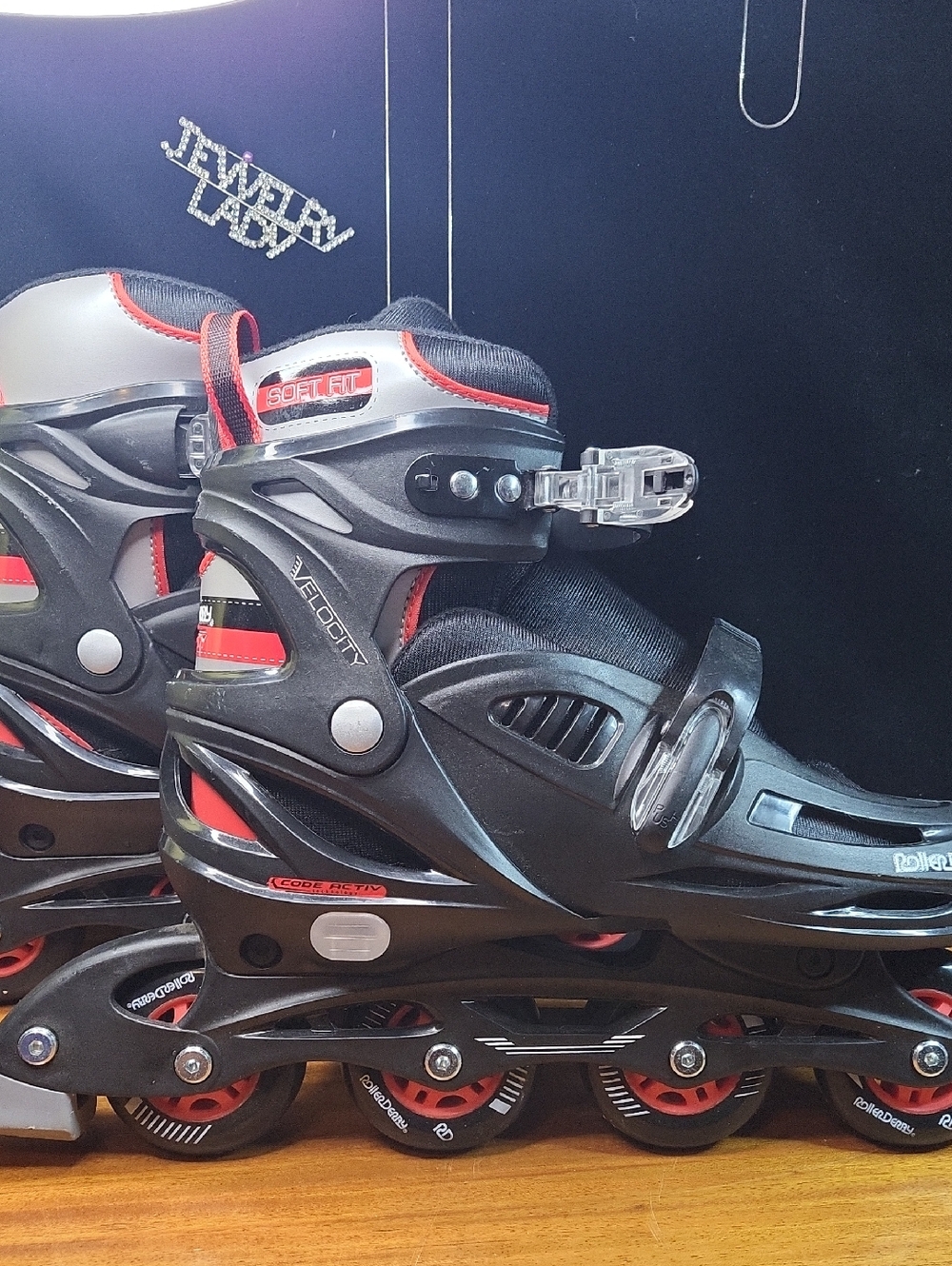 Velocity Kids Adjustable Inline Skates in Black and Red